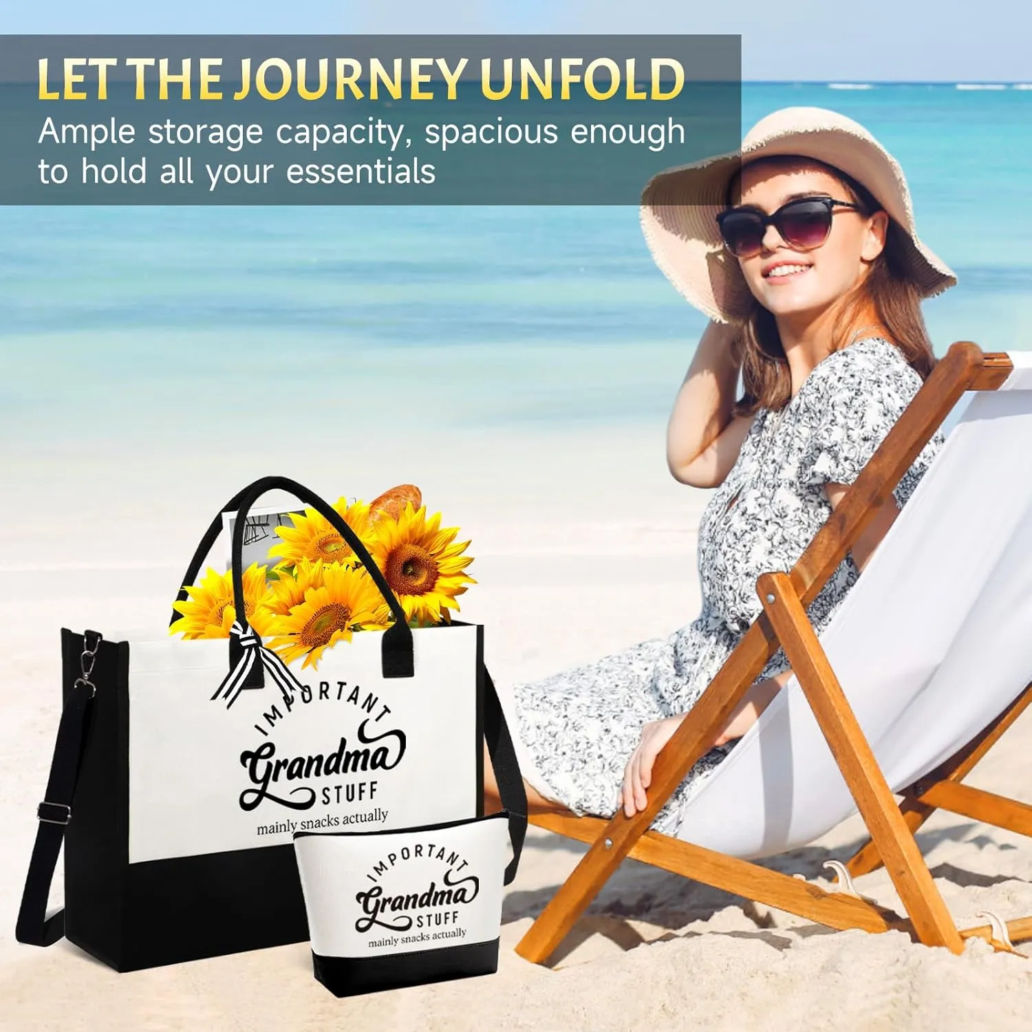 Mother's Day Gifts for Grandma, Best Grandma Gifts for Grandma from Granddaughter Grandchildren Grandkids, Unique Grandma Gift for Nana, Grammy, New Grandma w/Tote Bag Makeup Bag