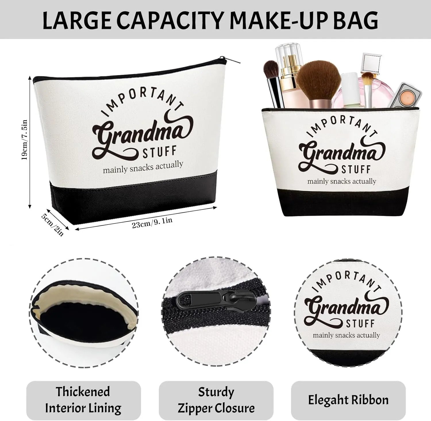 Mother's Day Gifts for Grandma, Best Grandma Gifts for Grandma from Granddaughter Grandchildren Grandkids, Unique Grandma Gift for Nana, Grammy, New Grandma w/Tote Bag Makeup Bag