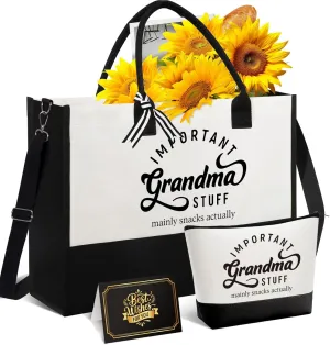 Mother's Day Gifts for Grandma, Best Grandma Gifts for Grandma from Granddaughter Grandchildren Grandkids, Unique Grandma Gift for Nana, Grammy, New Grandma w/Tote Bag Makeup Bag