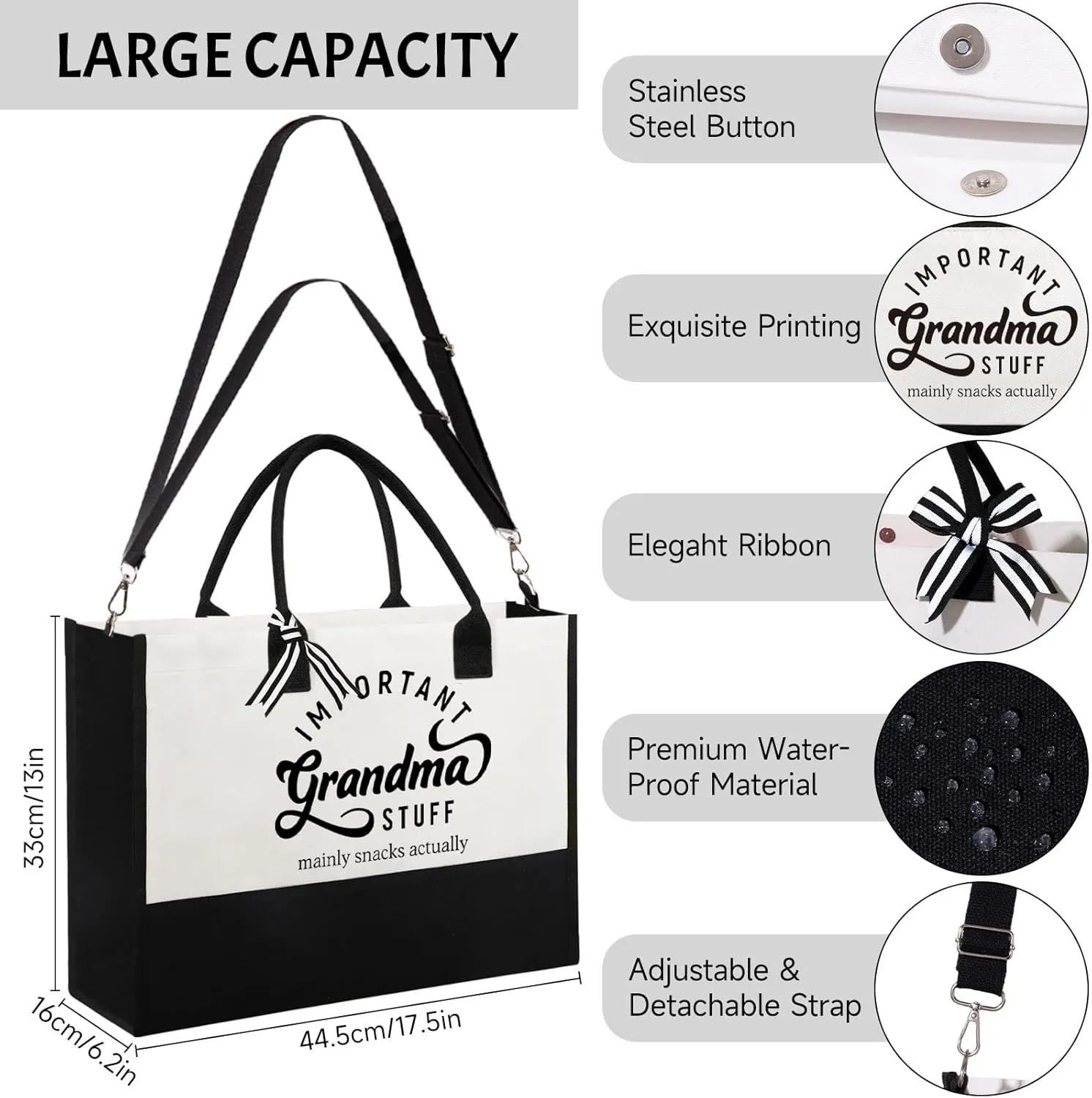 Mother's Day Gifts for Grandma, Best Grandma Gifts for Grandma from Granddaughter Grandchildren Grandkids, Unique Grandma Gift for Nana, Grammy, New Grandma w/Tote Bag Makeup Bag