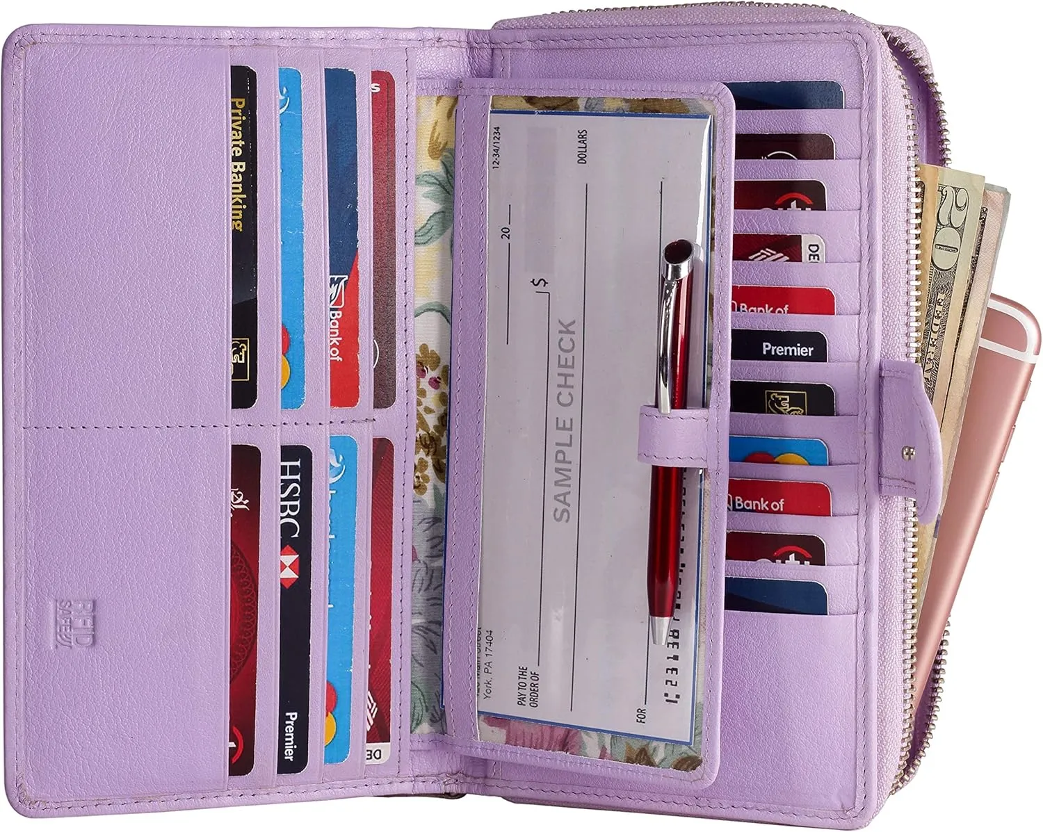 Mou Meraki Big Fat RFID Blocking Leather Organizer Checkbook Wallets For Women - Clutch