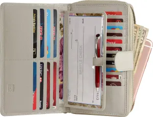 Mou Meraki Big Fat RFID Blocking Leather Organizer Checkbook Wallets For Women - Clutch