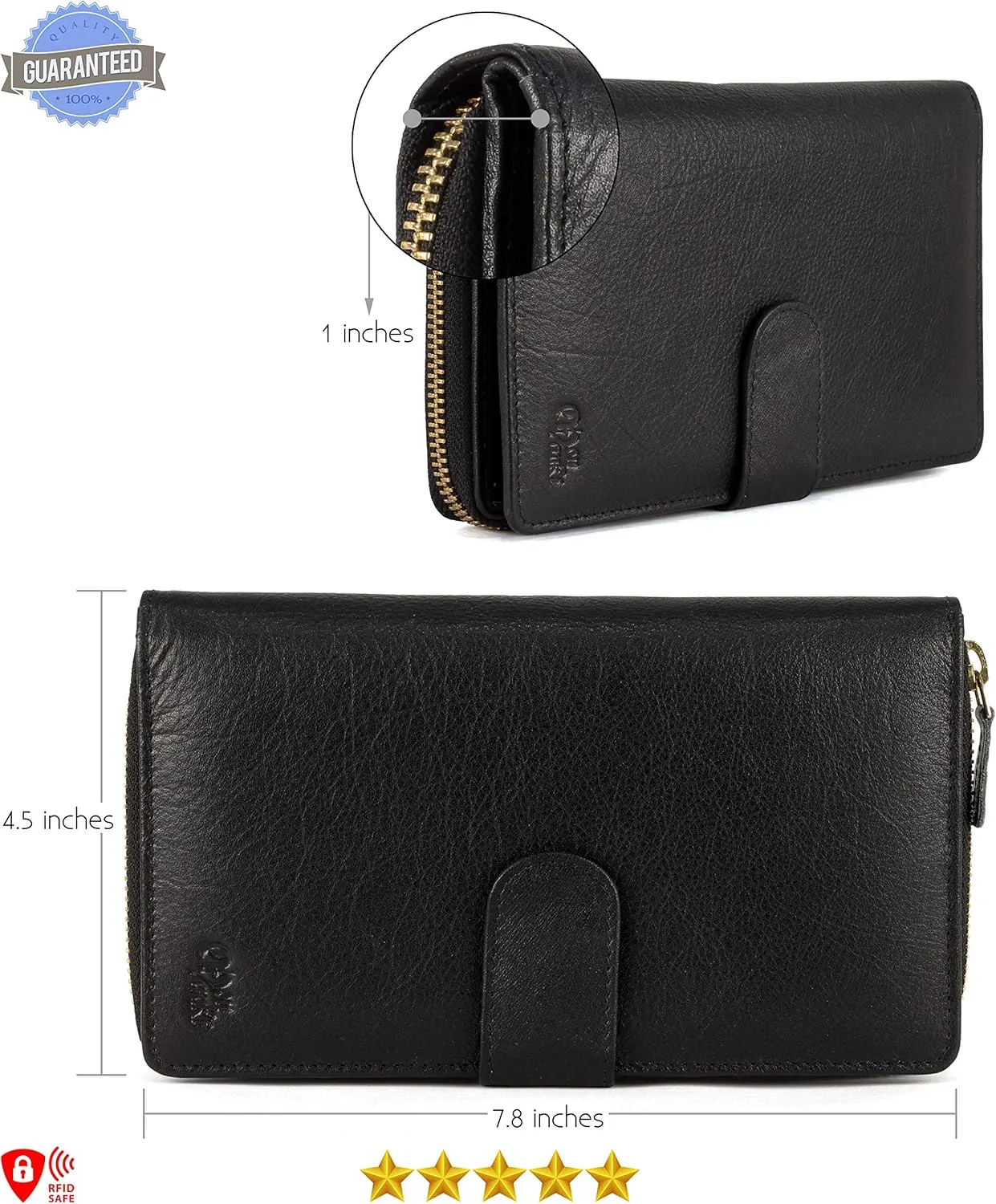 Mou Meraki Big Fat RFID Blocking Leather Organizer Checkbook Wallets For Women - Clutch