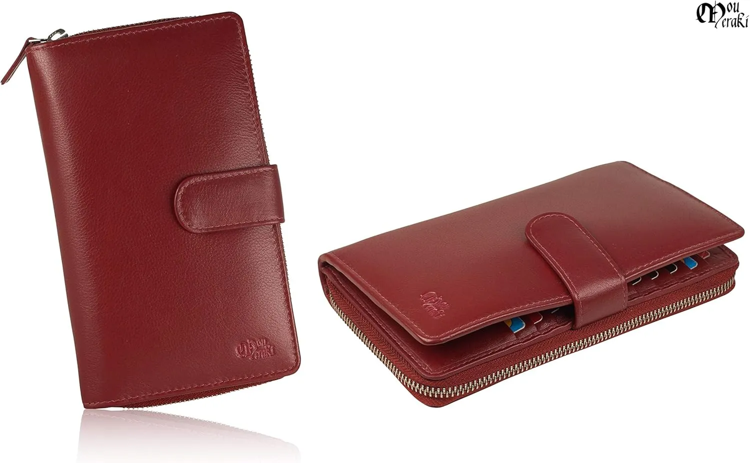 Mou Meraki Big Fat RFID Blocking Leather Organizer Checkbook Wallets For Women - Clutch
