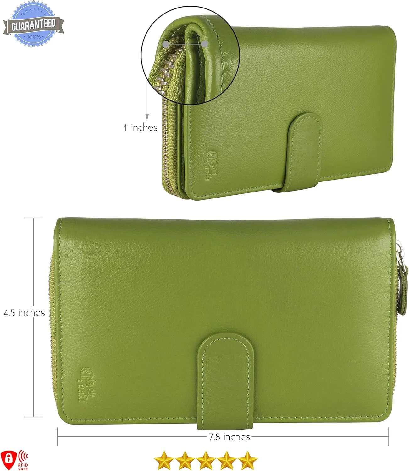 Mou Meraki Big Fat RFID Blocking Leather Organizer Checkbook Wallets For Women - Clutch