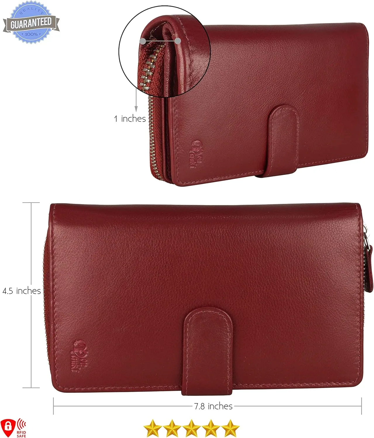 Mou Meraki Big Fat RFID Blocking Leather Organizer Checkbook Wallets For Women - Clutch