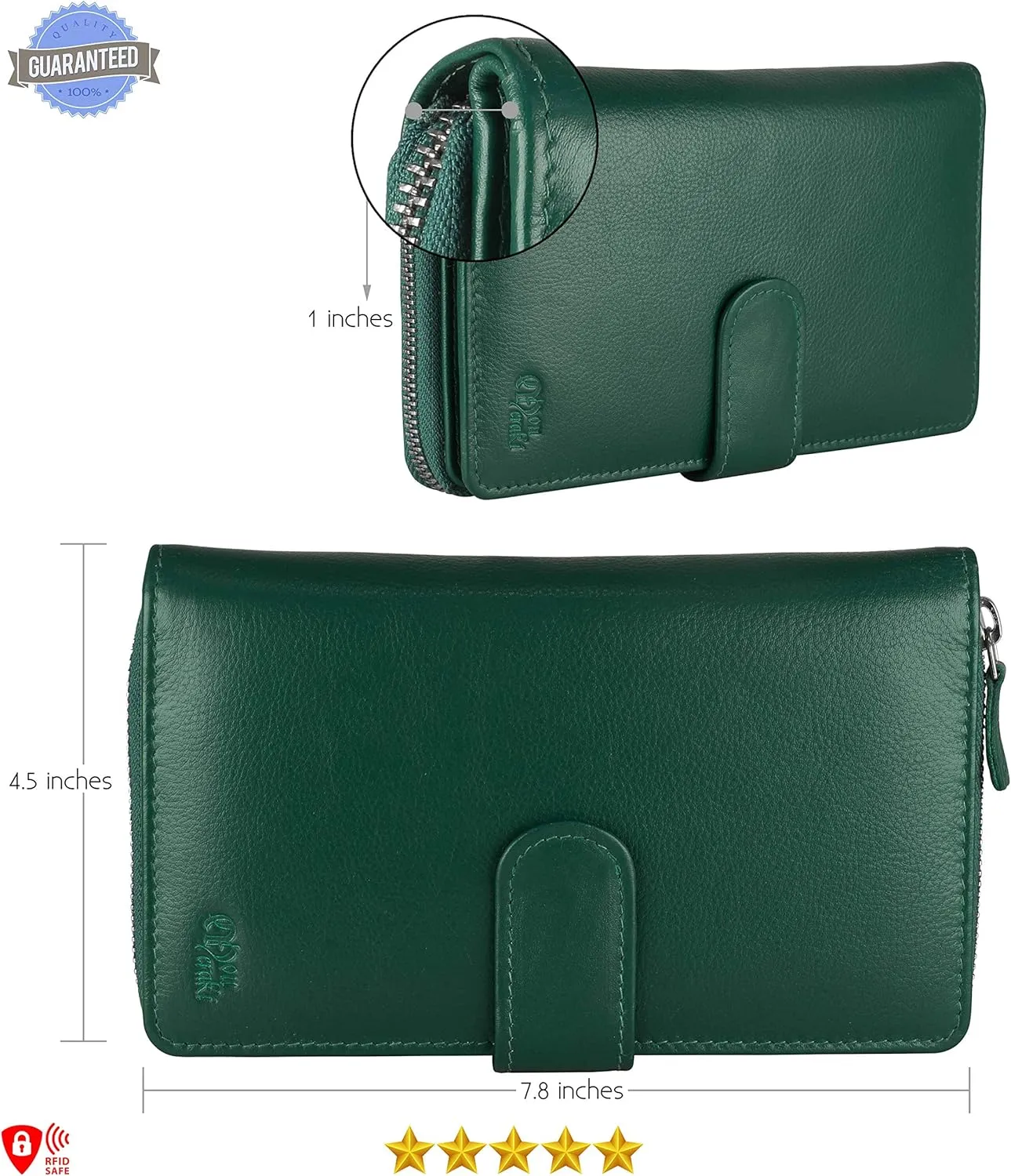 Mou Meraki Big Fat RFID Blocking Leather Organizer Checkbook Wallets For Women - Clutch