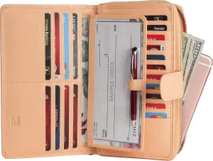 Mou Meraki Big Fat RFID Blocking Leather Organizer Checkbook Wallets For Women - Clutch
