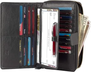 Mou Meraki Big Fat RFID Blocking Leather Organizer Checkbook Wallets For Women - Clutch