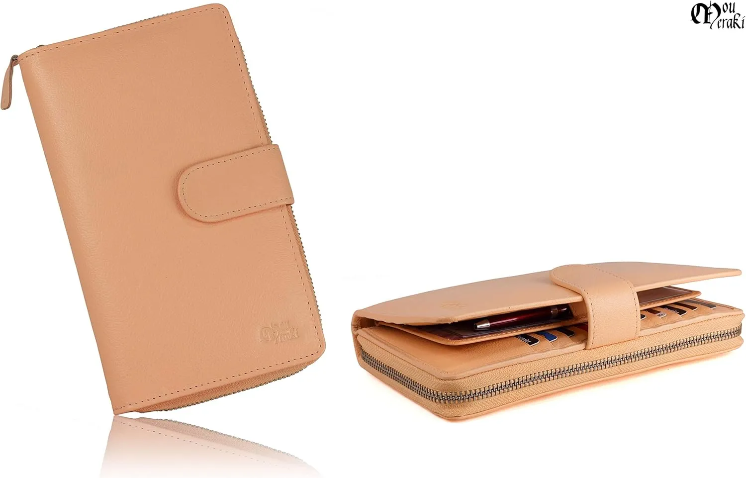 Mou Meraki Big Fat RFID Blocking Leather Organizer Checkbook Wallets For Women - Clutch