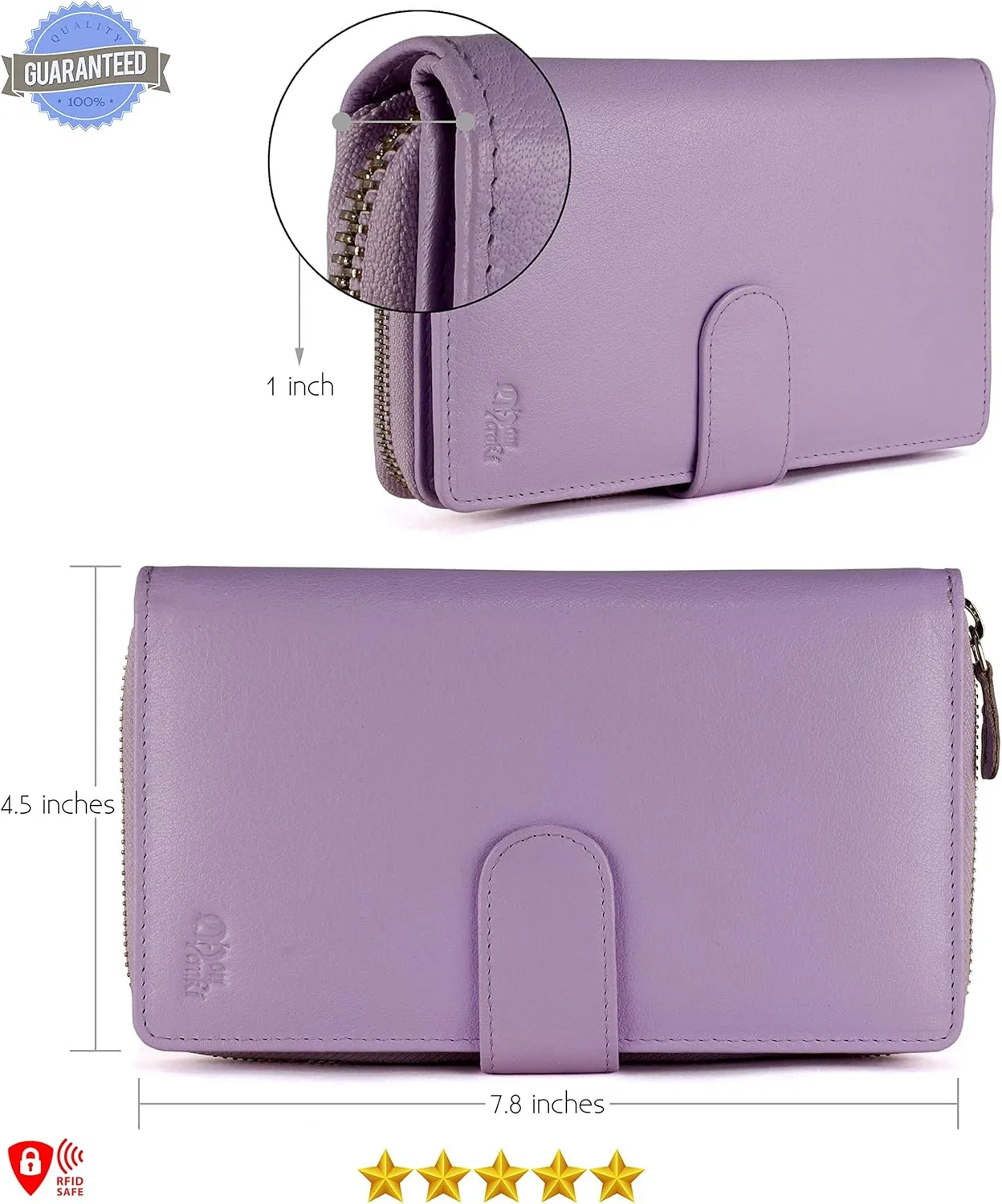 Mou Meraki Big Fat RFID Blocking Leather Organizer Checkbook Wallets For Women - Clutch
