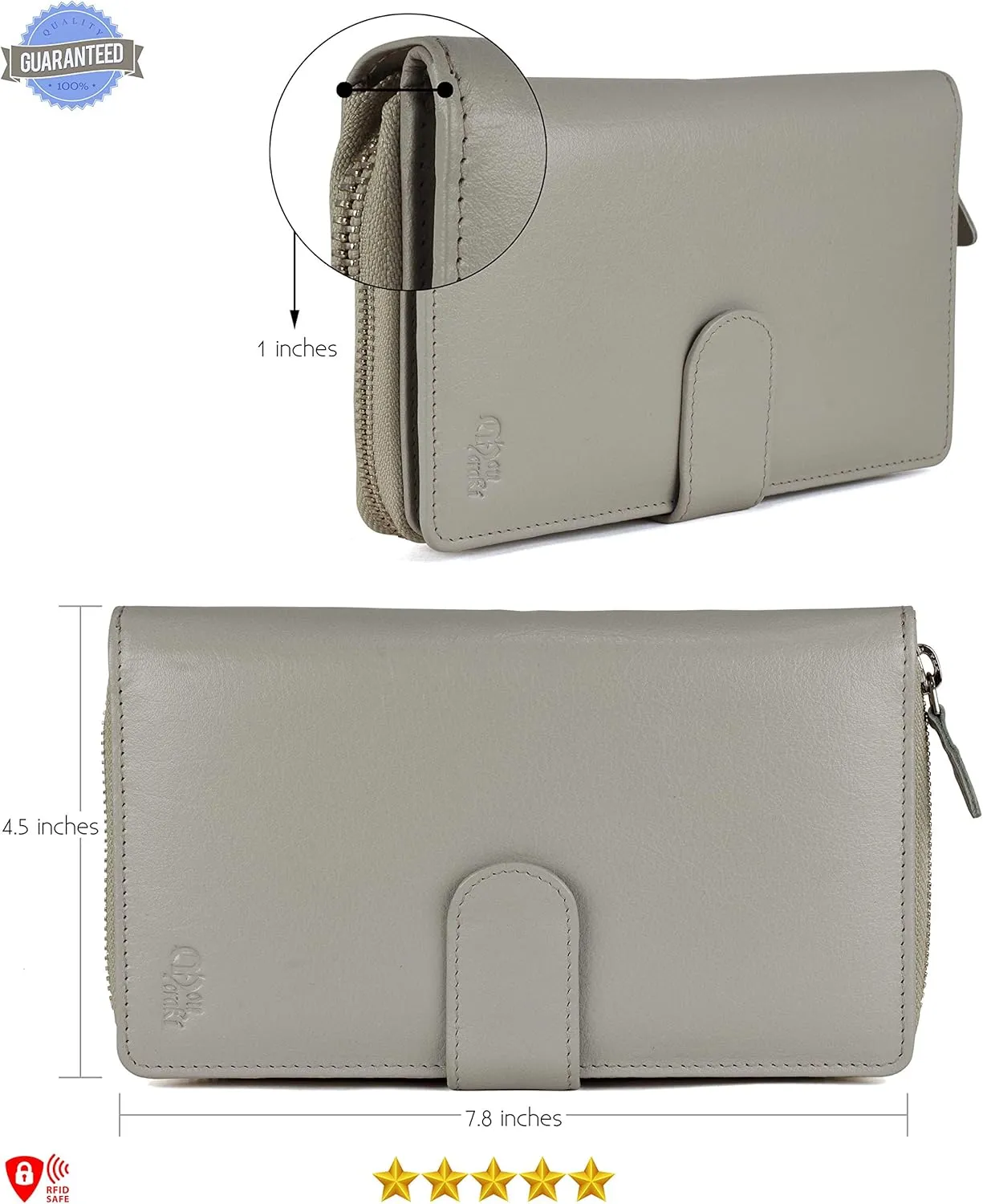 Mou Meraki Big Fat RFID Blocking Leather Organizer Checkbook Wallets For Women - Clutch