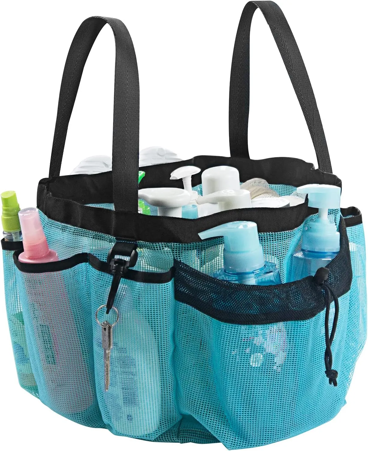 Moyad Large Mesh Shower Caddy Basket with Handle Portable Shower Tote Bag Beach Bag College Dorm Room Essentials Bathroom Organizer College Travel Camping Accessories, Blue