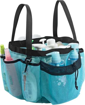 Moyad Large Mesh Shower Caddy Basket with Handle Portable Shower Tote Bag Beach Bag College Dorm Room Essentials Bathroom Organizer College Travel Camping Accessories, Blue