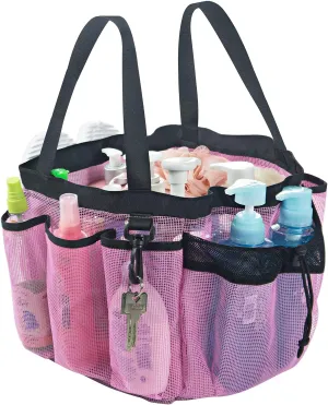 Moyad Large Mesh Shower Caddy Hanging Beach Tote Bag Travel Portable Cleaning Caddy Shower Organizer Camping Accessories College Dorm Room Essentials, Pink