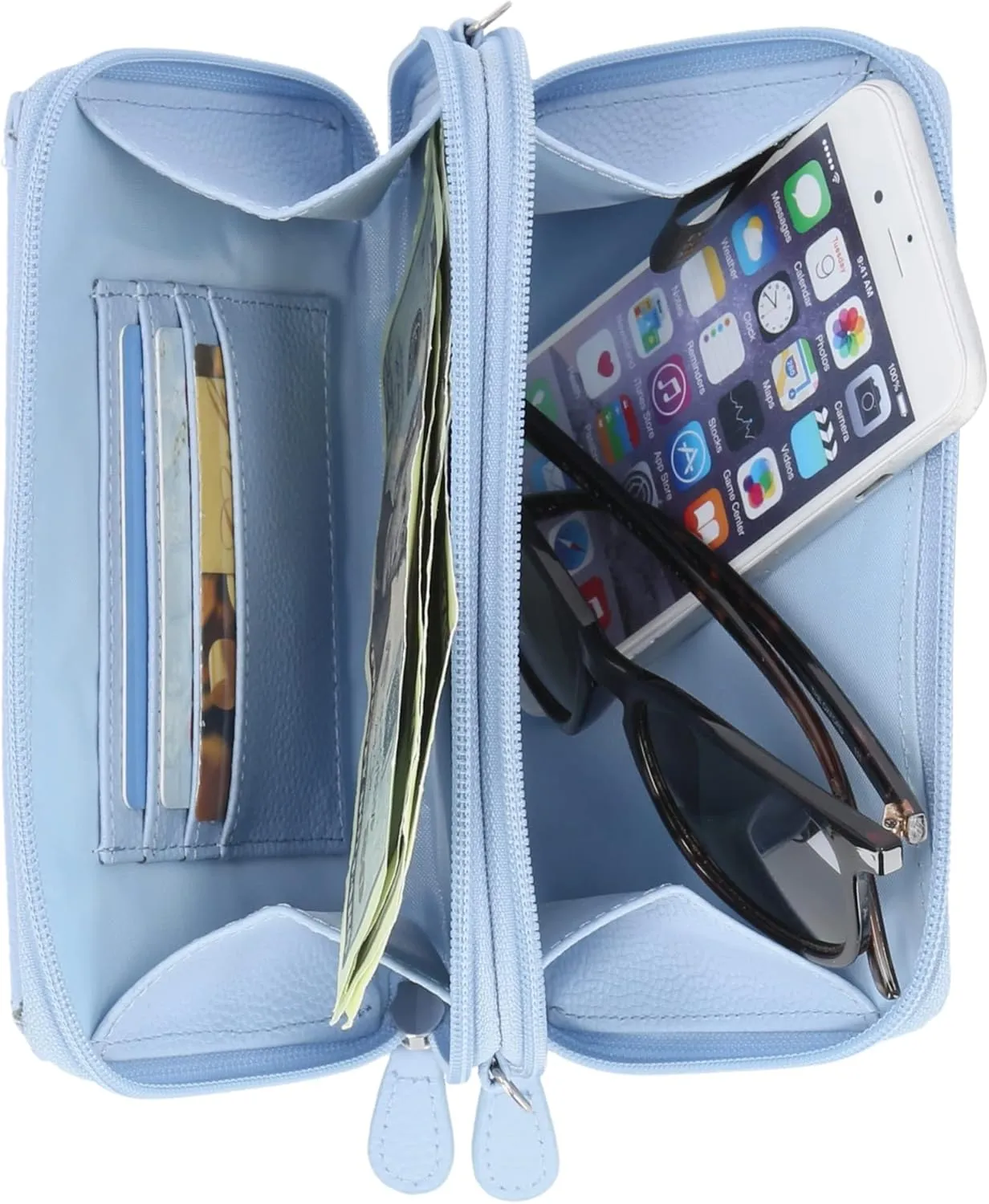 Mundi On The Move RFID Leather Crossbody Wallet For Women With Phone Pocket