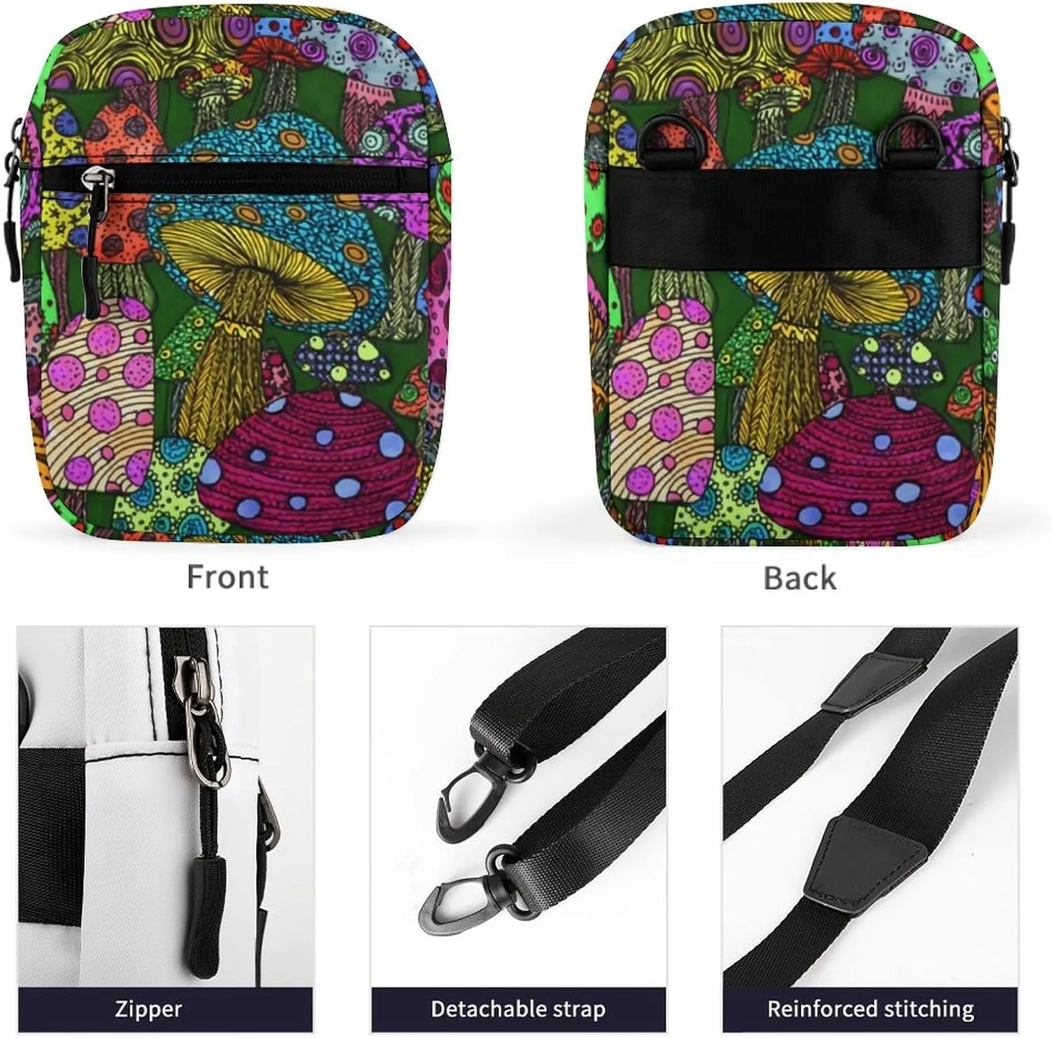 Mush Rooms Crossbody Bag Small Shoulder Bag Waterproof, Lightweight And Convenient