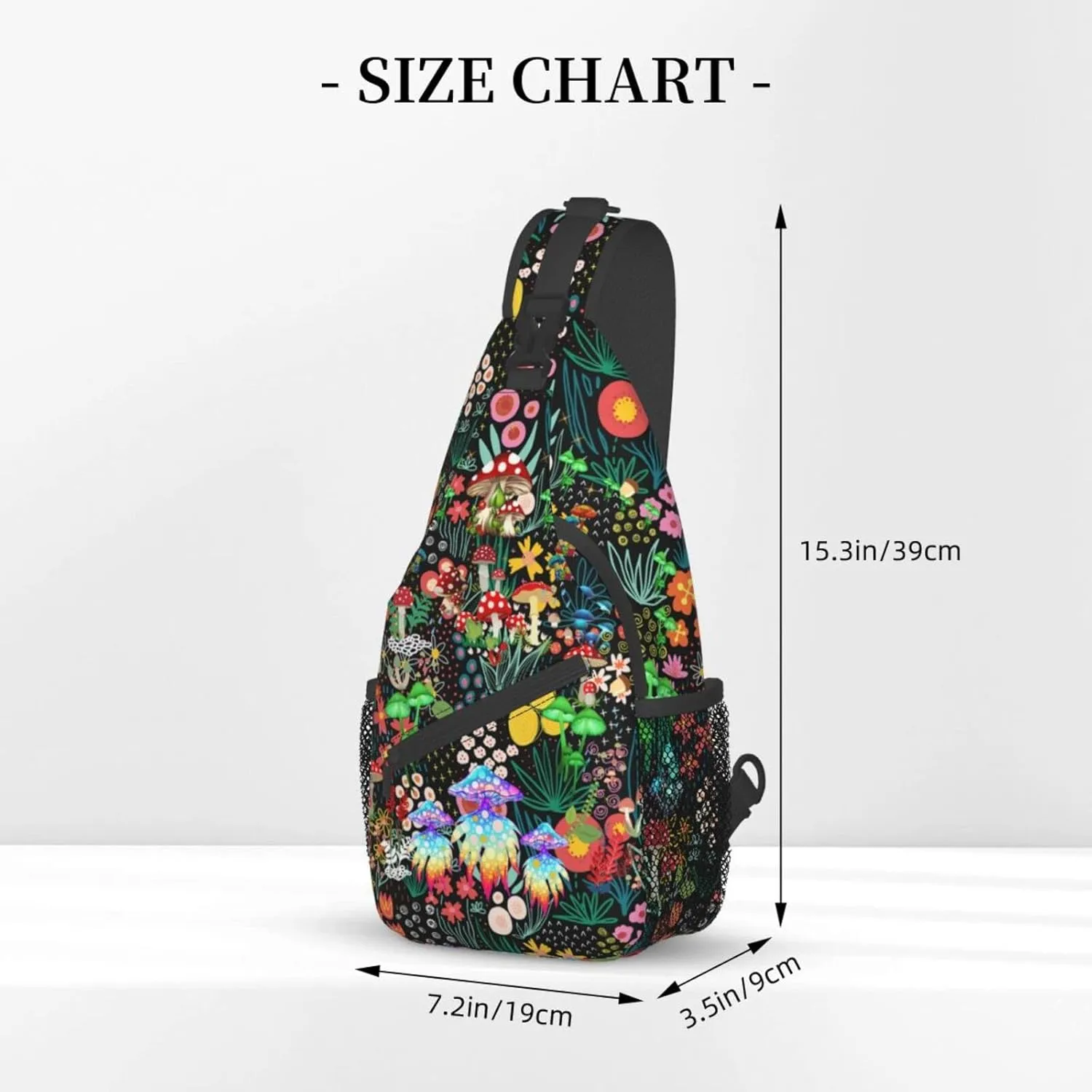 Mushroom Sling Bag Travel Crossbody Bag Chest Daypack Hiking Shoulder Bag For Men Women