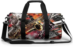Musical Instruments Jam Session Large Gym Bag Novelty Lightweight Duffel Bag Travel Tote Bags