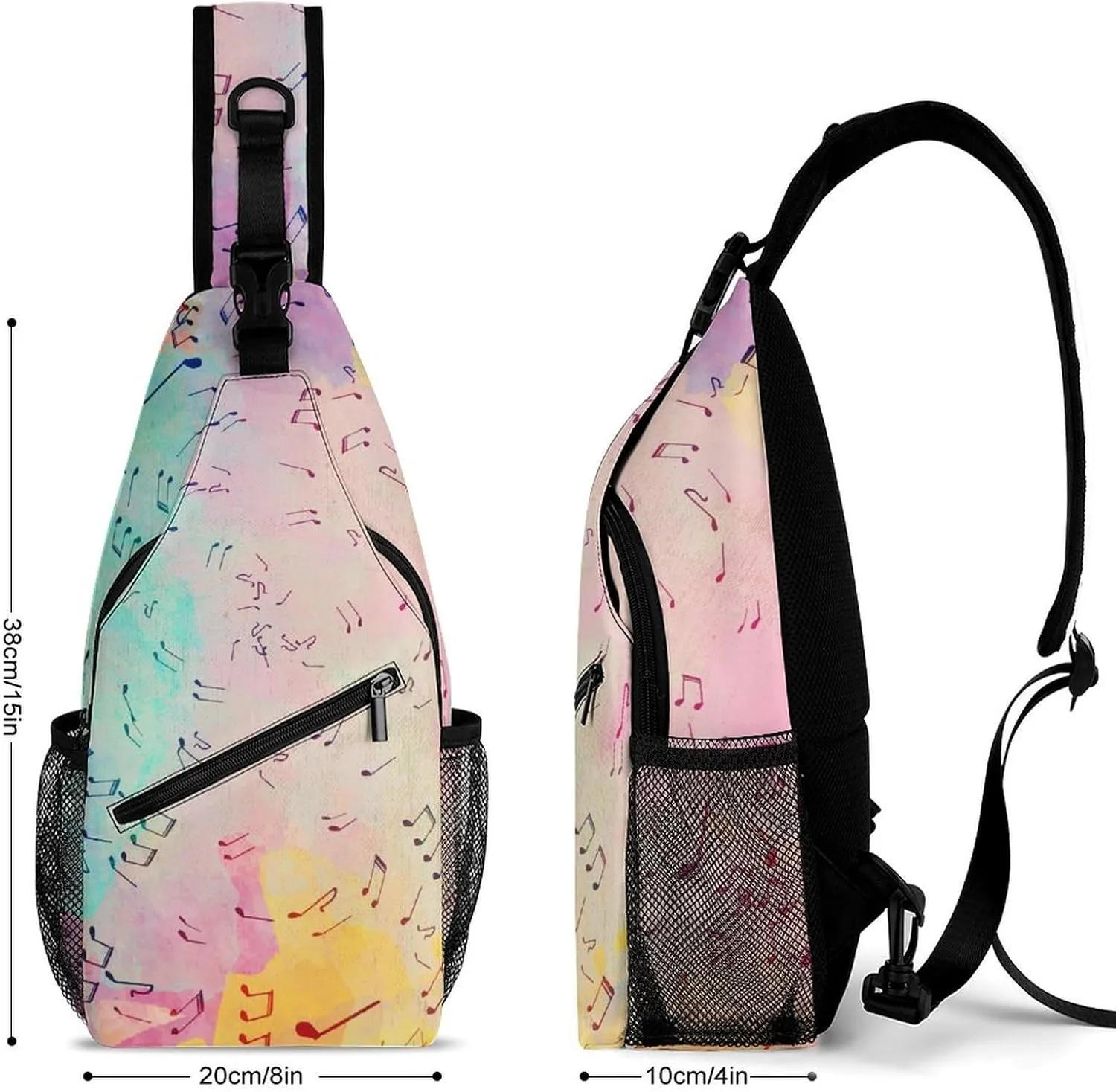 Musical-notes Pattern Crossbody Sling Bag for Women Men Travel Chest Bag, Cycling Shoulder Backpack