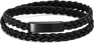 MVMT Leather Dress Wrap - Bracelet for Men with Magnetic Clasp for Ease of Use - Thin Braided Leather Bracelets - Premium Men’s Jewelry - Cool Leather Wrap Bracelet for Men