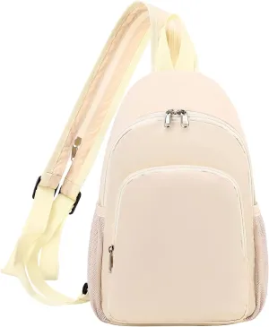 mygreen Sling Bag for Women Casual Daypack Convertible Crossbody Sling Backpack Travel Shoulder Bag Hiking Daypack Beige