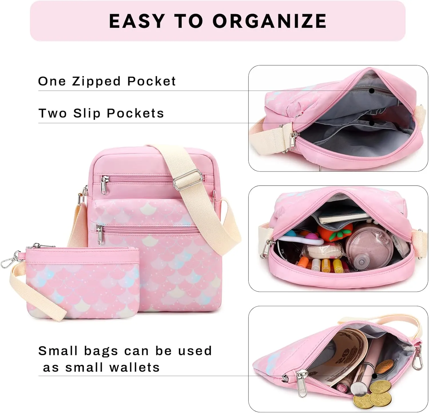 Mygreen Small Crossbody Purse Set for Teen Girls Small Messenger Bags for Kids 9-10 Gifts