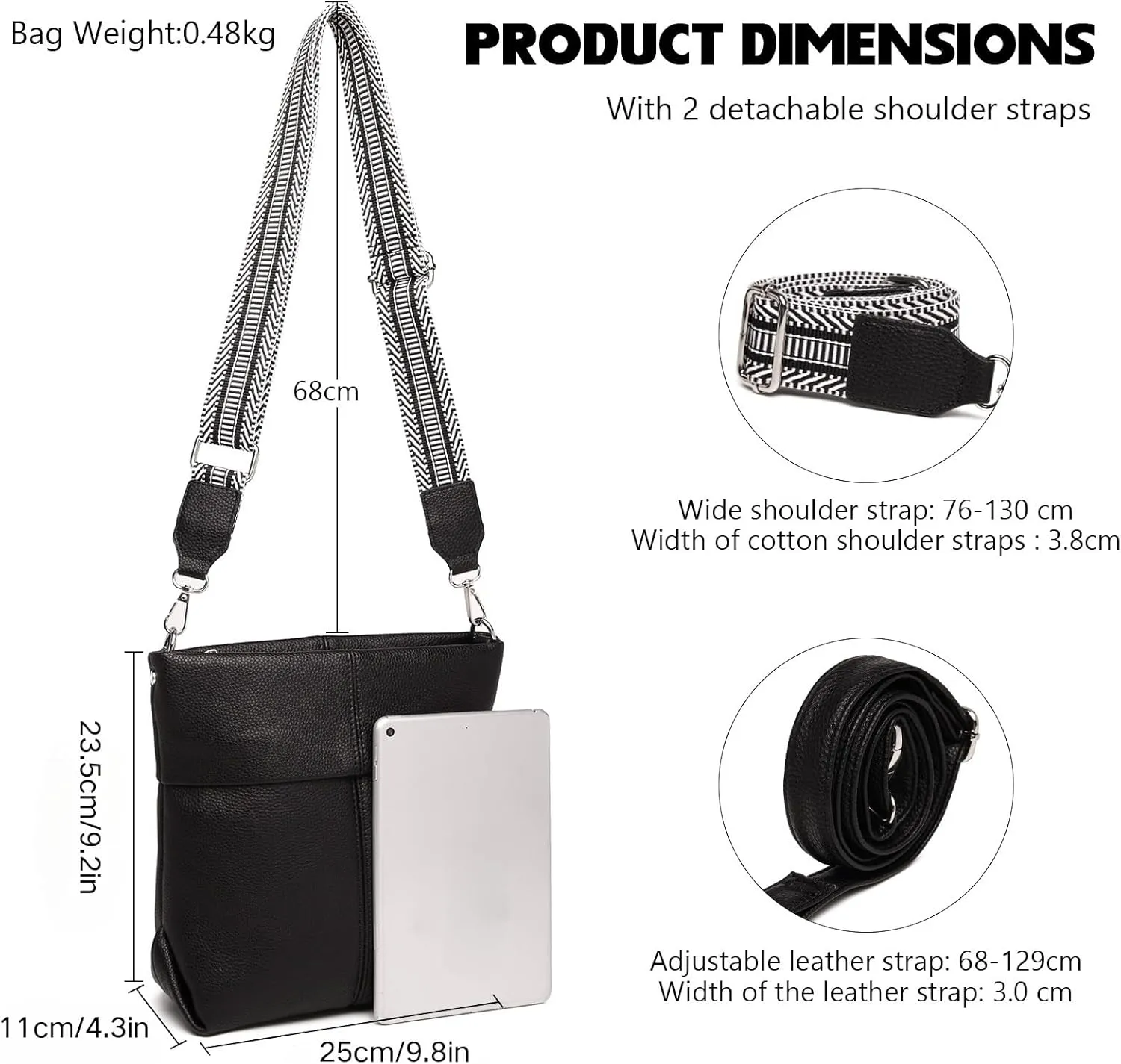 MYHOZEE Crossbody Purses for Women, Cross Body Bags with Two Straps Leather Shoulder Bag Trendy Handbags