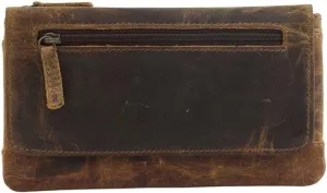 Myra Bag Oak Fire Leather And Cowhide Wallet Upcycled Leather S-2716