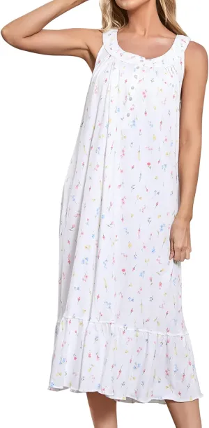 MZROCR Cotton Nightgowns for Women Soft Sleeveless Night Gown for Adult Women Ruffle Sleepwear
