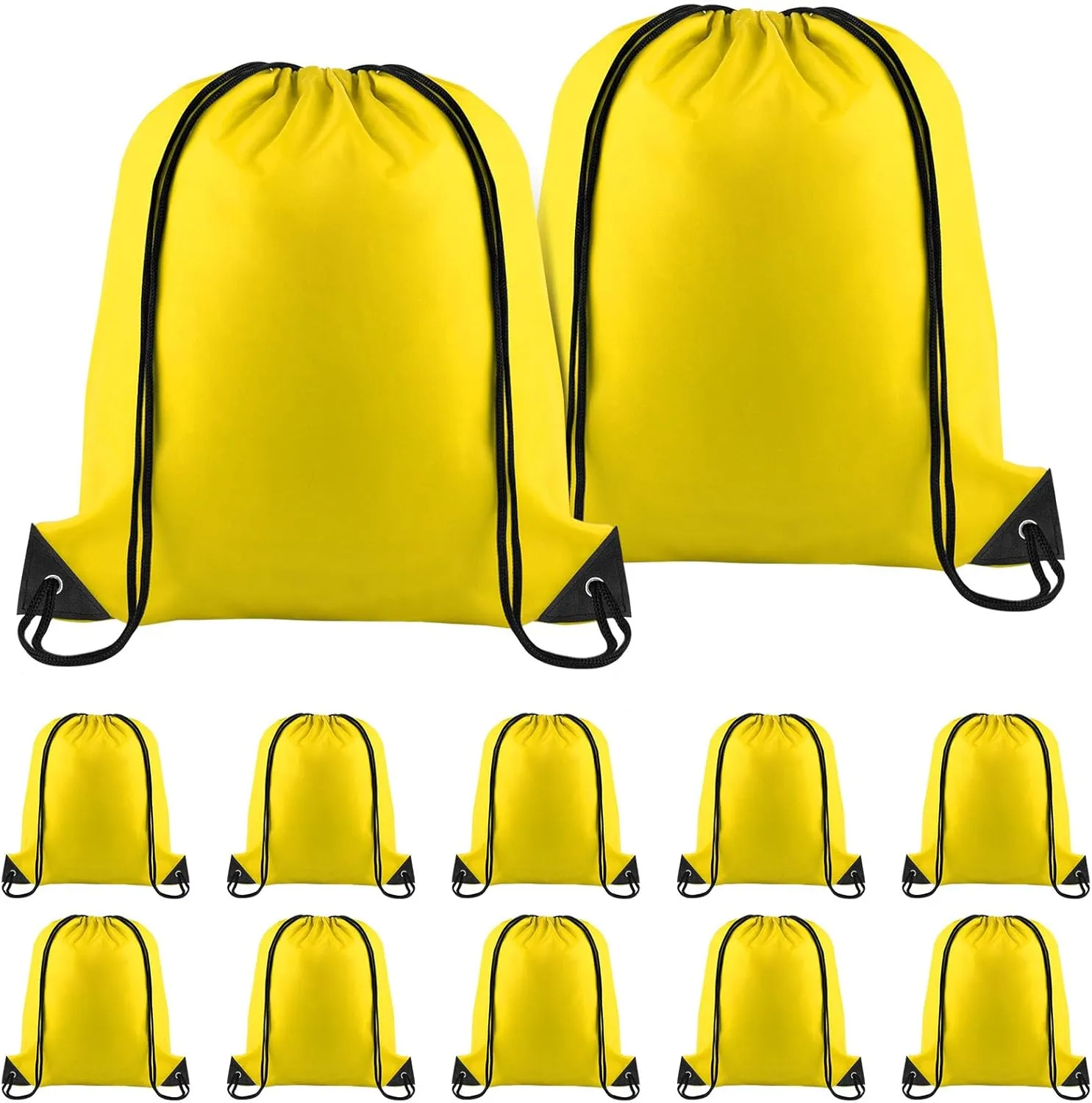 NACHLYNN Drawstring Backpack Bulk 12 Pieces DIY Drawstring Bags Nylon Draw String Sport Bag Sports Bag Tote Sackpack for Boys Girls Women Men Gym Sport Trip, Yellow