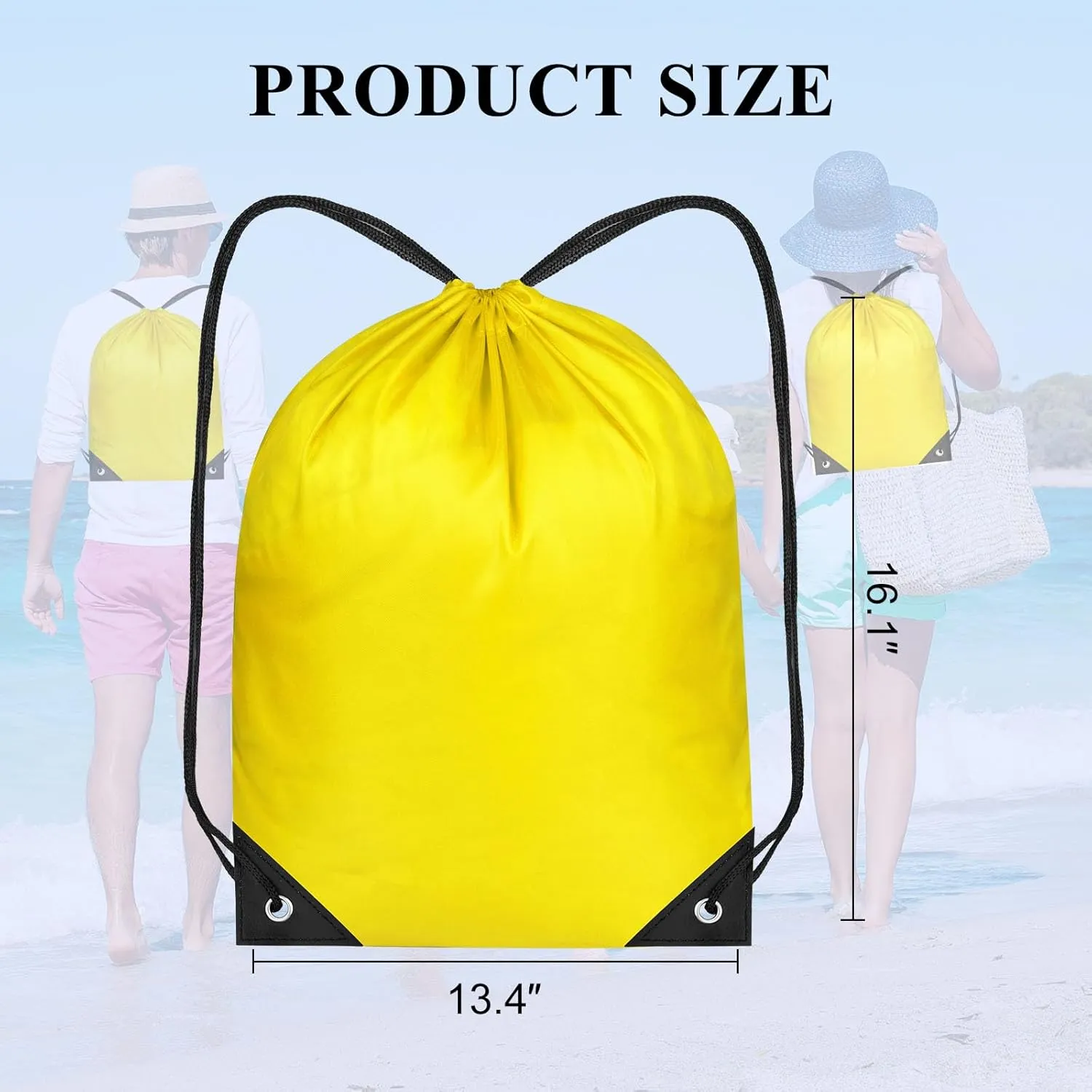 NACHLYNN Drawstring Backpack Bulk 12 Pieces DIY Drawstring Bags Nylon Draw String Sport Bag Sports Bag Tote Sackpack for Boys Girls Women Men Gym Sport Trip, Yellow