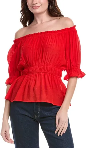 Nanette Nanette Lepore Womens Gathered Top, M, Red