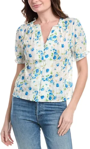 Nanette Nanette Lepore Womens Swiss Dot Blouse, L, White