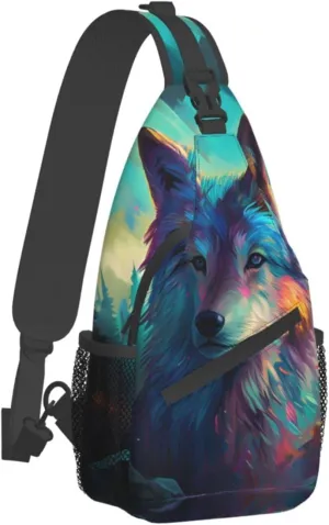 Native American Indians and Wolves Outdoor Cross-body Shoulder Bag, Unisex Backpack For Women Men Young Hiking Travel