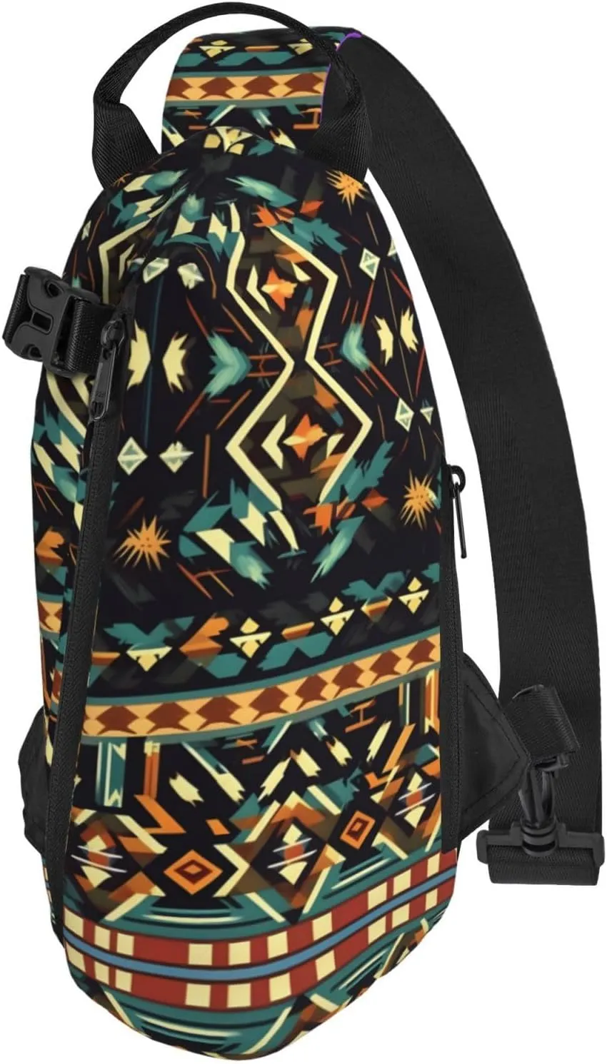 Native American Patterns Print Crossbody Backpack Casual Adjustable Bag Multifunctional Sling Backpack