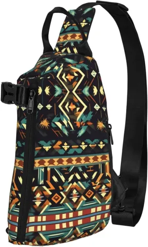 Native American Patterns Print Crossbody Backpack Casual Adjustable Bag Multifunctional Sling Backpack