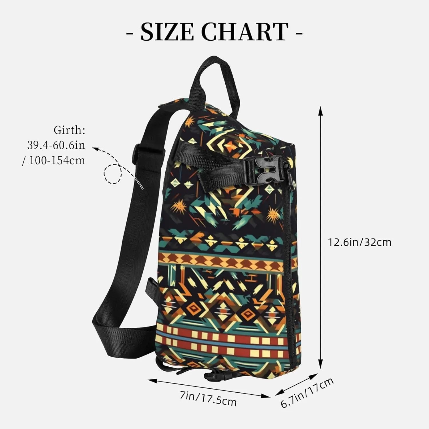 Native American Patterns Print Crossbody Backpack Casual Adjustable Bag Multifunctional Sling Backpack