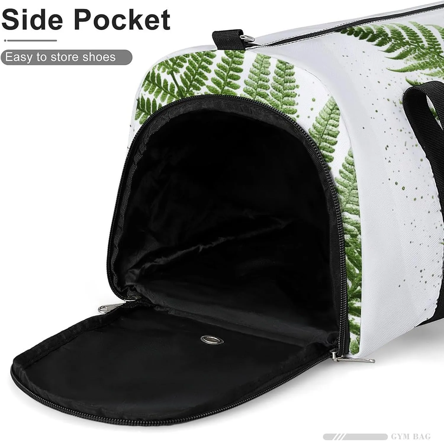 Natural Plant Silhouette Fern Leaf Sports Gym Bag Carry on Holdalls for Men Small Duffel Bags for Women with Shoe Compartment