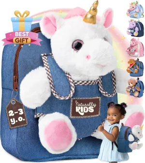 Naturally KIDS Unicorn Toys for Age 3, Birthday Gifts for 2 Year Old Girls, 3 Year Old Girl Gifts, Toddler Unicorn Backpack