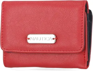 Nautica Candid Camera Crossbody Bag in Embossed Black and Rower's End Wallet in Red