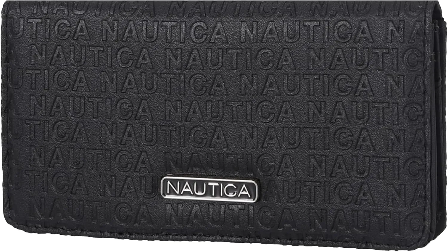Nautica Seaside Slim Womens Wallet RFID Blocking Credit Card Holder, Coin Purse, Checkbook Organizer Clutch, Small Vegan Leather Wallet for Travel, Black (Logo)