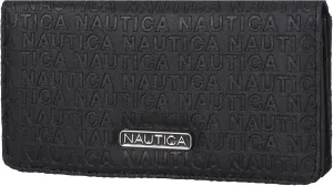 Nautica Seaside Slim Womens Wallet RFID Blocking Credit Card Holder, Coin Purse, Checkbook Organizer Clutch, Small Vegan Leather Wallet for Travel, Black (Logo)