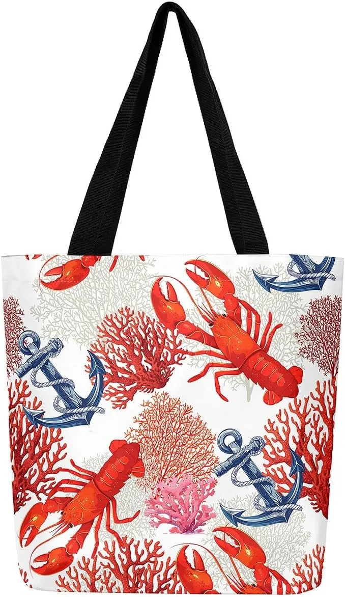 Nautical Canvas Tote Bag for Women,Compass Boat Anchor Large Capacity Gym Bag Ocean Cotton Bags