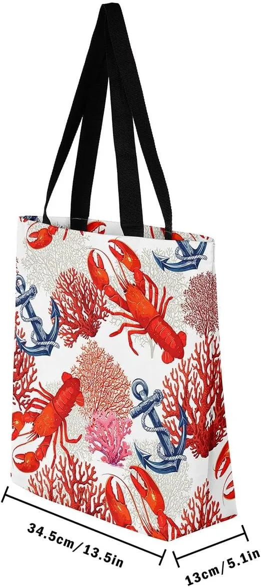 Nautical Canvas Tote Bag for Women,Compass Boat Anchor Large Capacity Gym Bag Ocean Cotton Bags