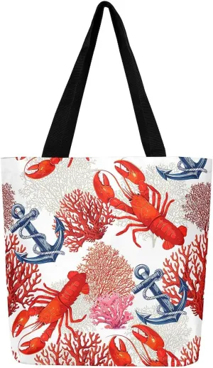 Nautical Canvas Tote Bag for Women,Compass Boat Anchor Large Capacity Gym Bag Ocean Cotton Bags