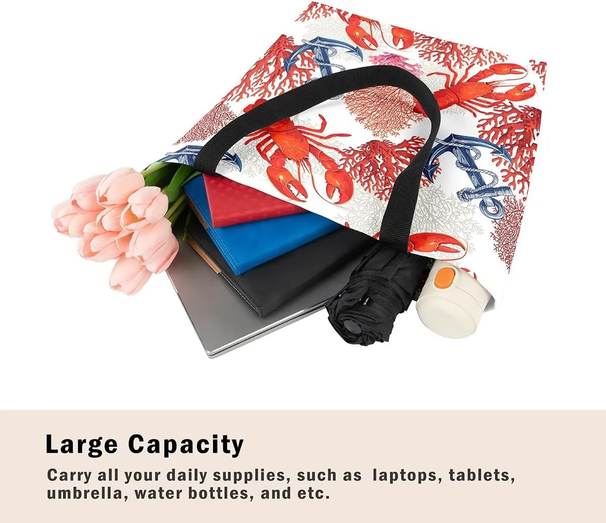 Nautical Canvas Tote Bag for Women,Compass Boat Anchor Large Capacity Gym Bag Ocean Cotton Bags