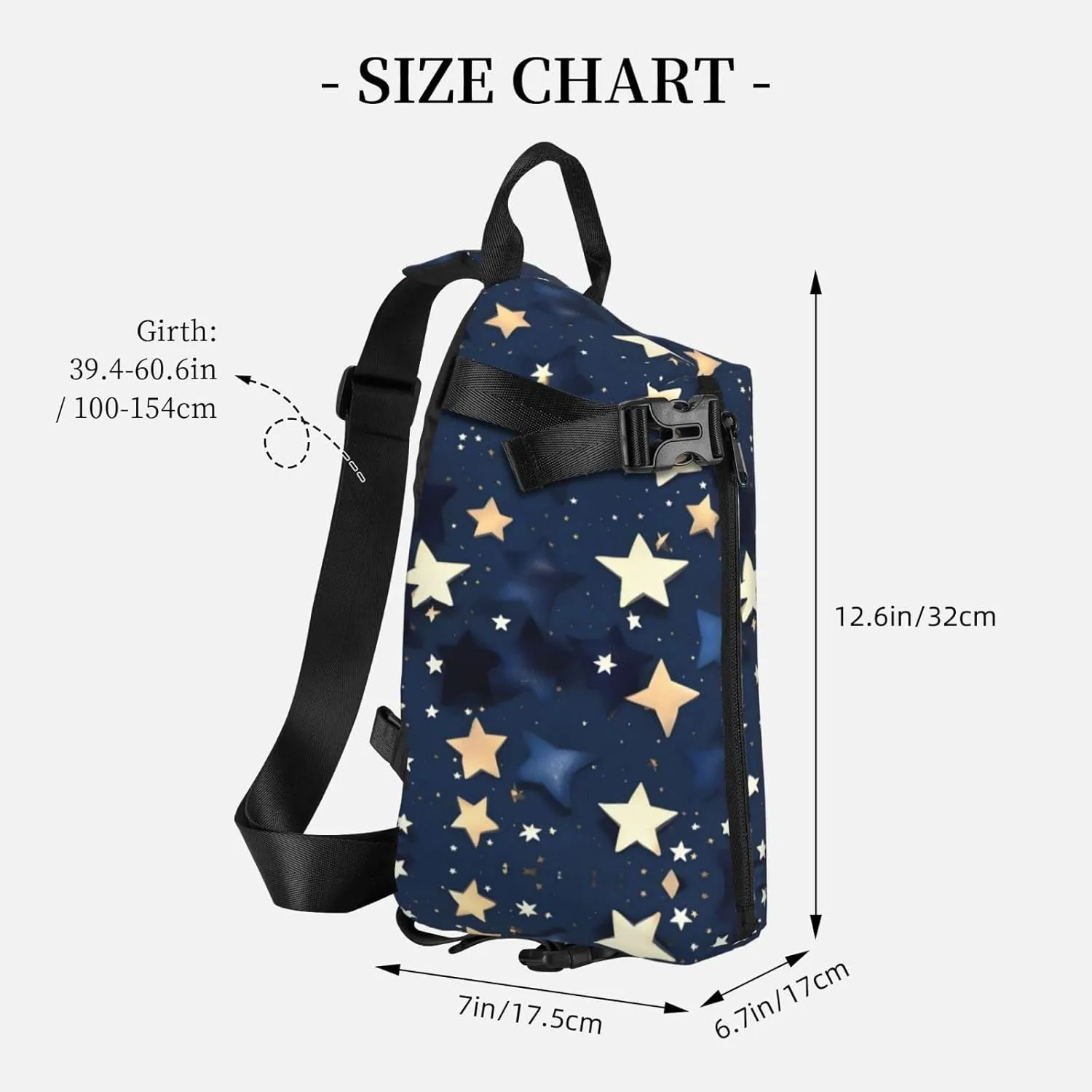 Navy Blue Sky And Stars Print Crossbody Backpack Casual Adjustable Bag Multifunctional Sling Backpack
