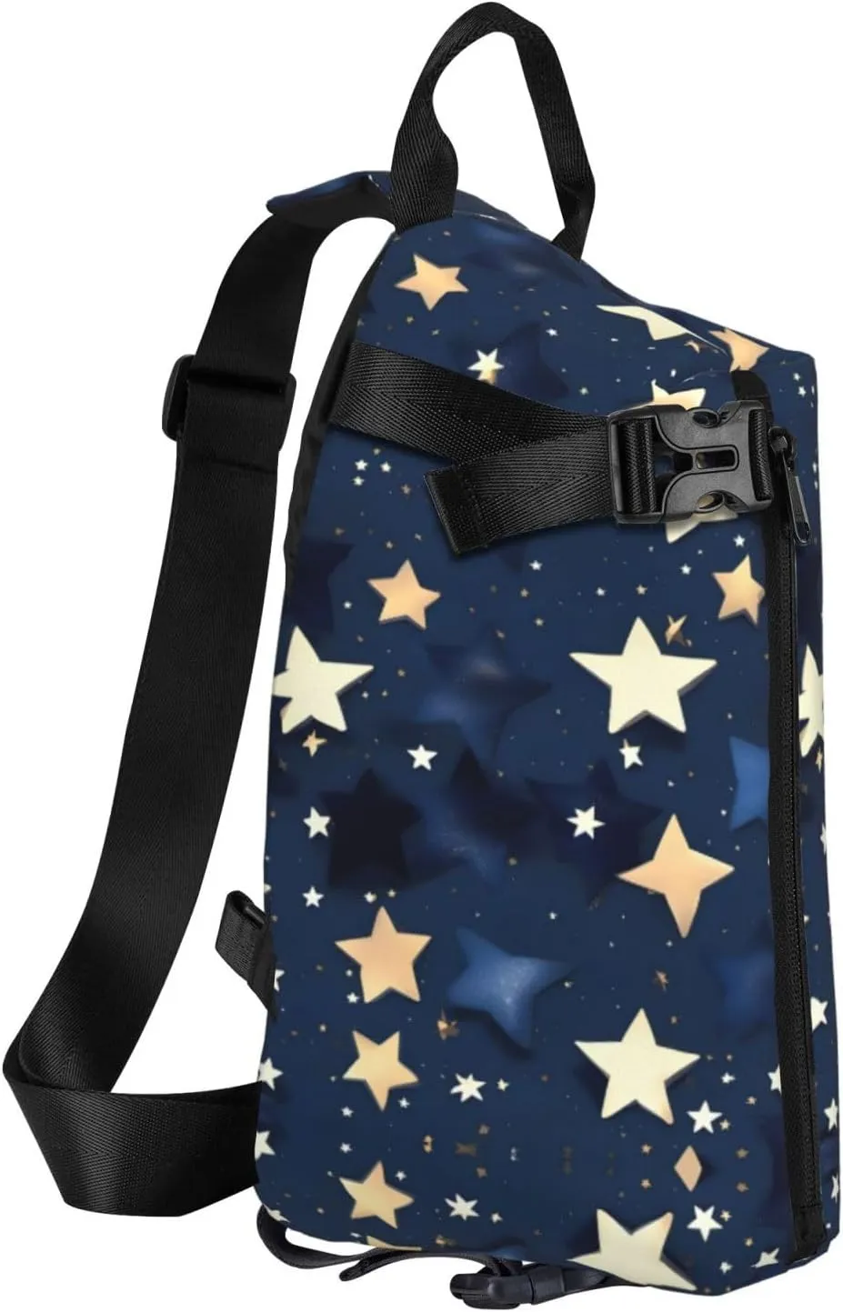 Navy Blue Sky And Stars Print Crossbody Backpack Casual Adjustable Bag Multifunctional Sling Backpack