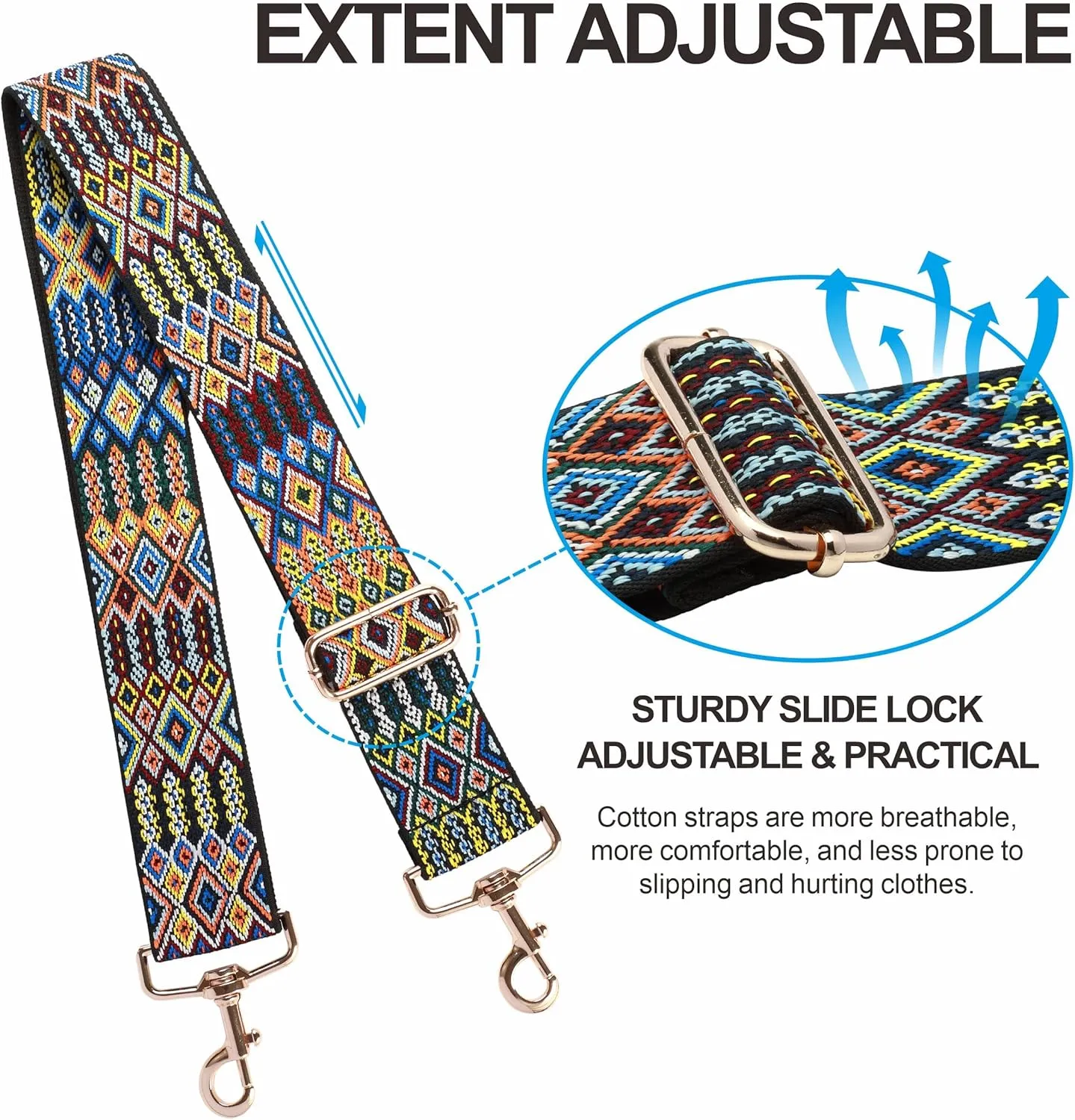 Nefelibata Purse Strap,2" Wide Purse Strap Adjustable Replacement,Multi-pattern Crossbody Handbag Strap